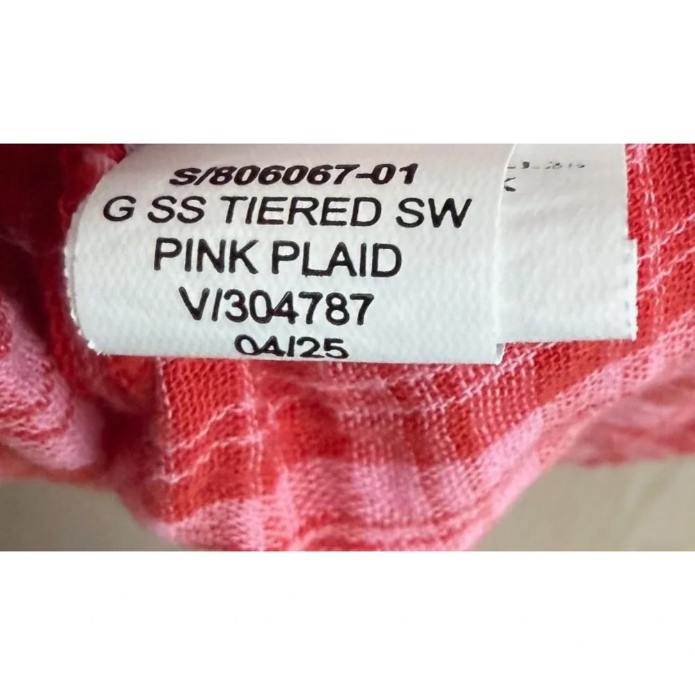 Old Navy Girls SS Tiered Swing Dress Size Plus XL 14-16 Pink Plaid Cottage Boho